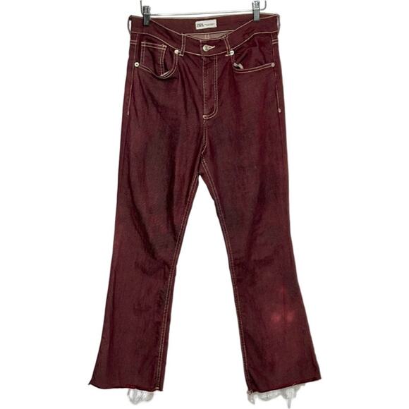 Zara distressed burgundy size 8 jeans .‎ - Picture 1 of 7